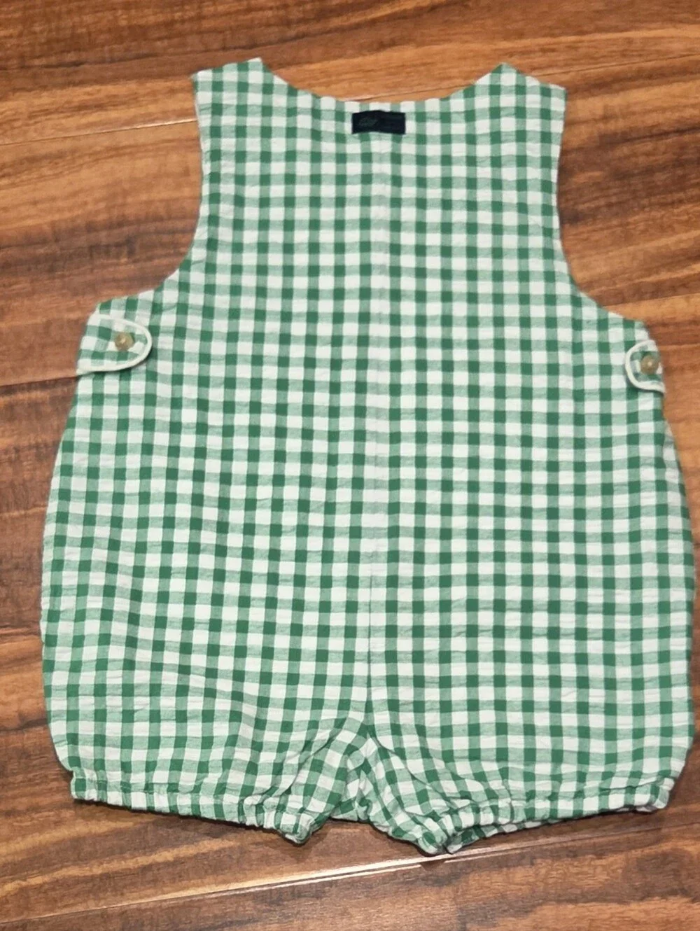 Janie and Jack EUC 3-6 Months Green Gingham Romper